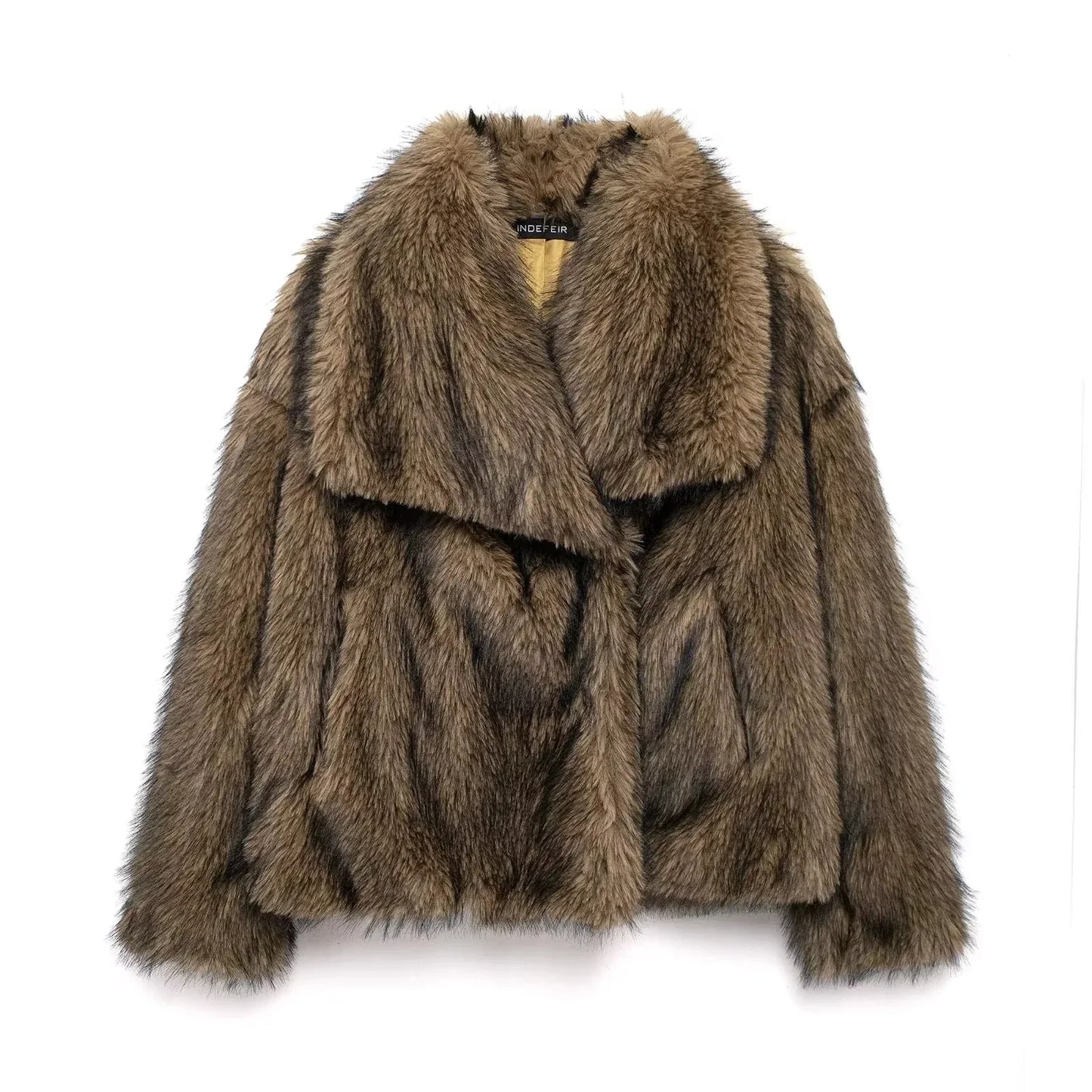 Manteau Long d'Hiver Élégant en Fausse Fourrure pour Femme