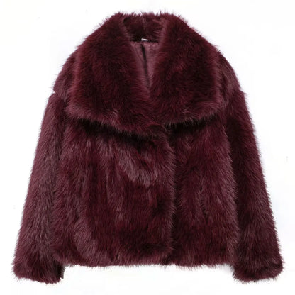 Manteau Long d'Hiver Élégant en Fausse Fourrure pour Femme
