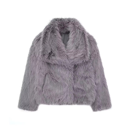 Manteau Long d'Hiver Élégant en Fausse Fourrure pour Femme