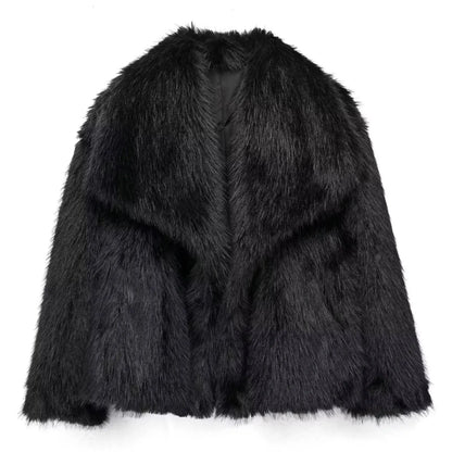 Manteau Long d'Hiver Élégant en Fausse Fourrure pour Femme