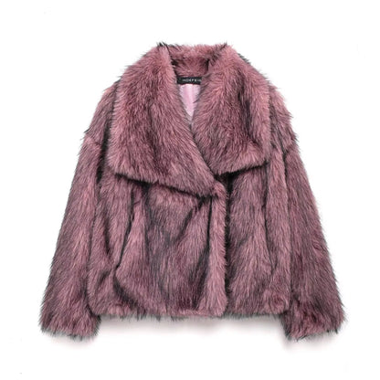 Manteau Long d'Hiver Élégant en Fausse Fourrure pour Femme