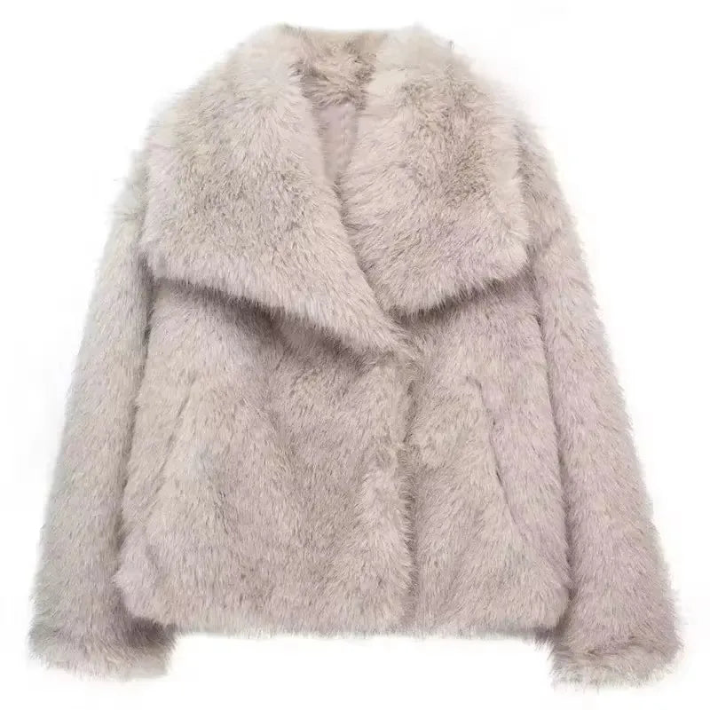 Manteau Long d'Hiver Élégant en Fausse Fourrure pour Femme