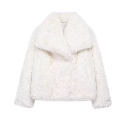 Manteau Long d'Hiver Élégant en Fausse Fourrure pour Femme