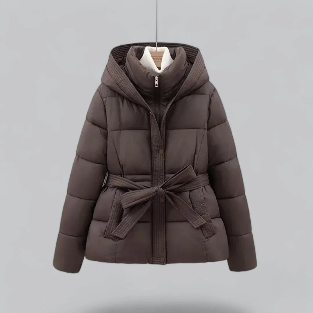 Veste d'hiver stylée capuche ceinture