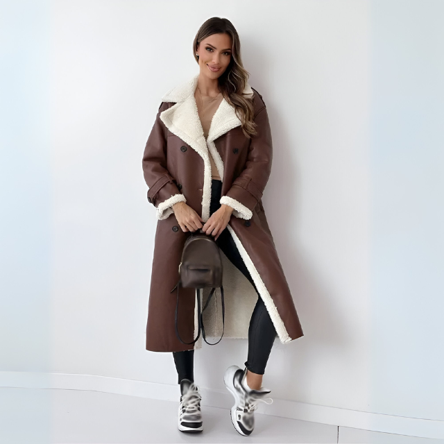Veste d'hiver en similicuir avec doublure en polaire douce