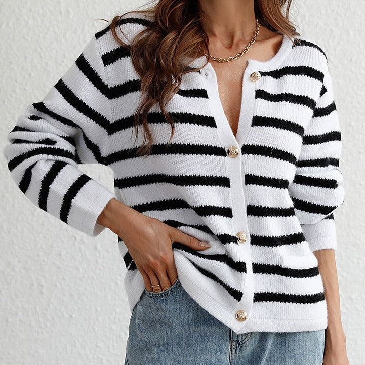 Gilet femme à rayures doux et confortable