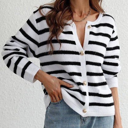 Gilet femme à rayures doux et confortable