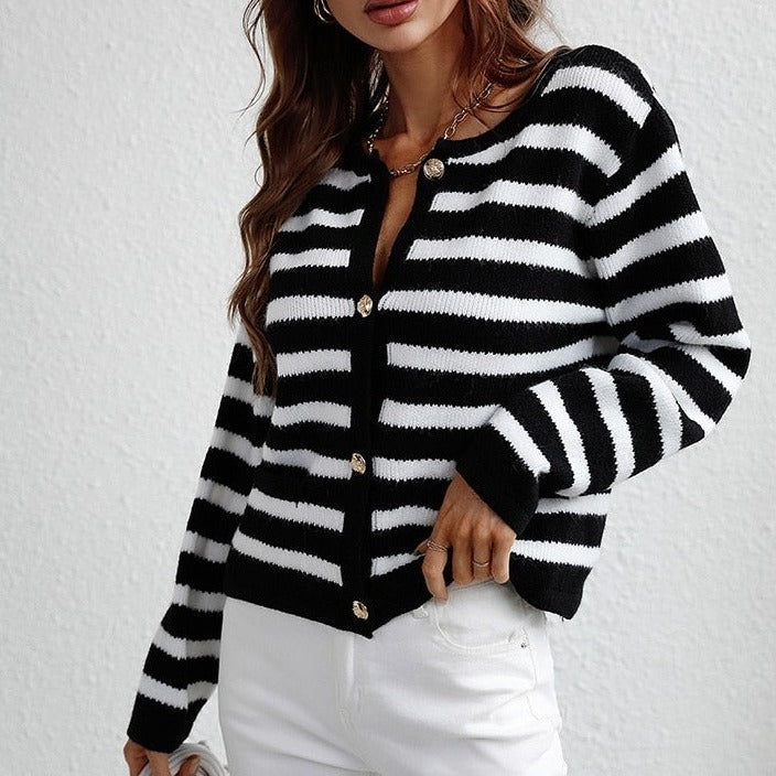 Gilet femme à rayures doux et confortable