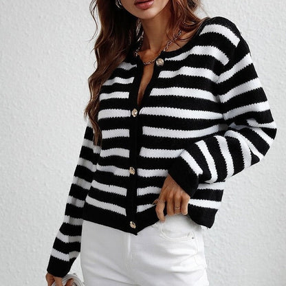 Gilet femme à rayures doux et confortable