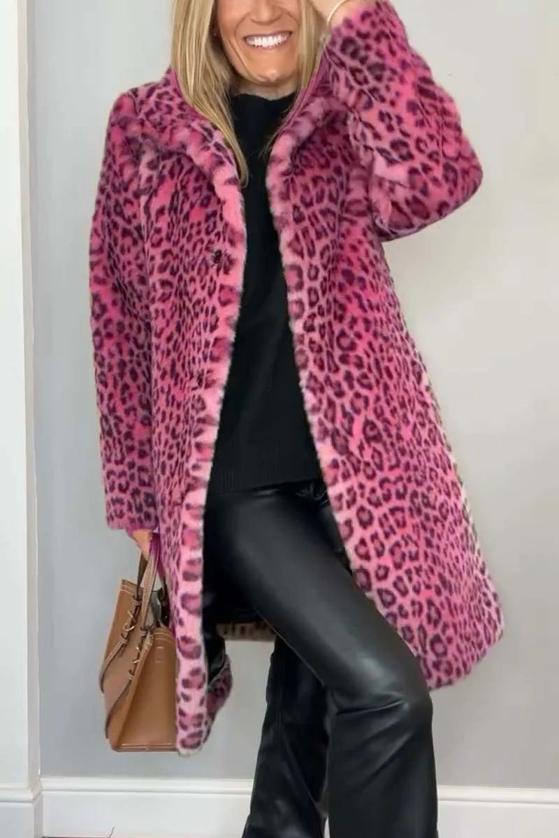 Veste d'hiver élégante pour femme à imprimé léopard tendance