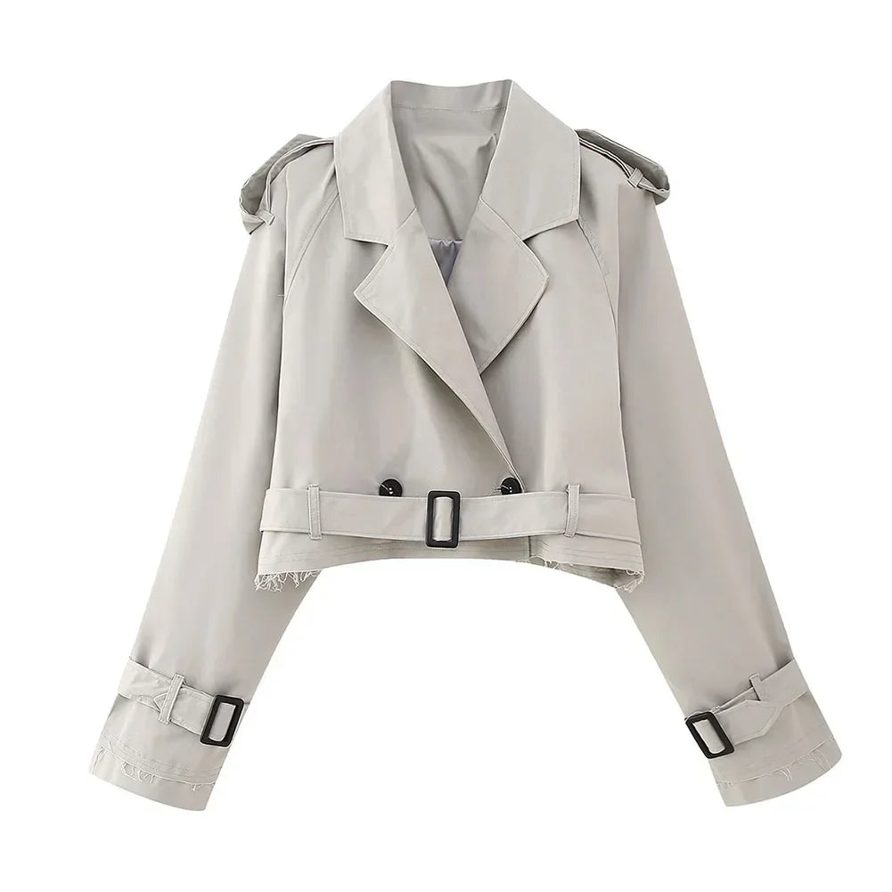 Veste courte à ceinture moderne pour femme