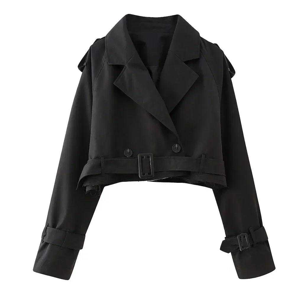 Veste courte à ceinture moderne pour femme