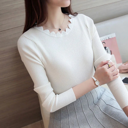 Damen Pullover Langarm Rundhals - IdealeKleiden
