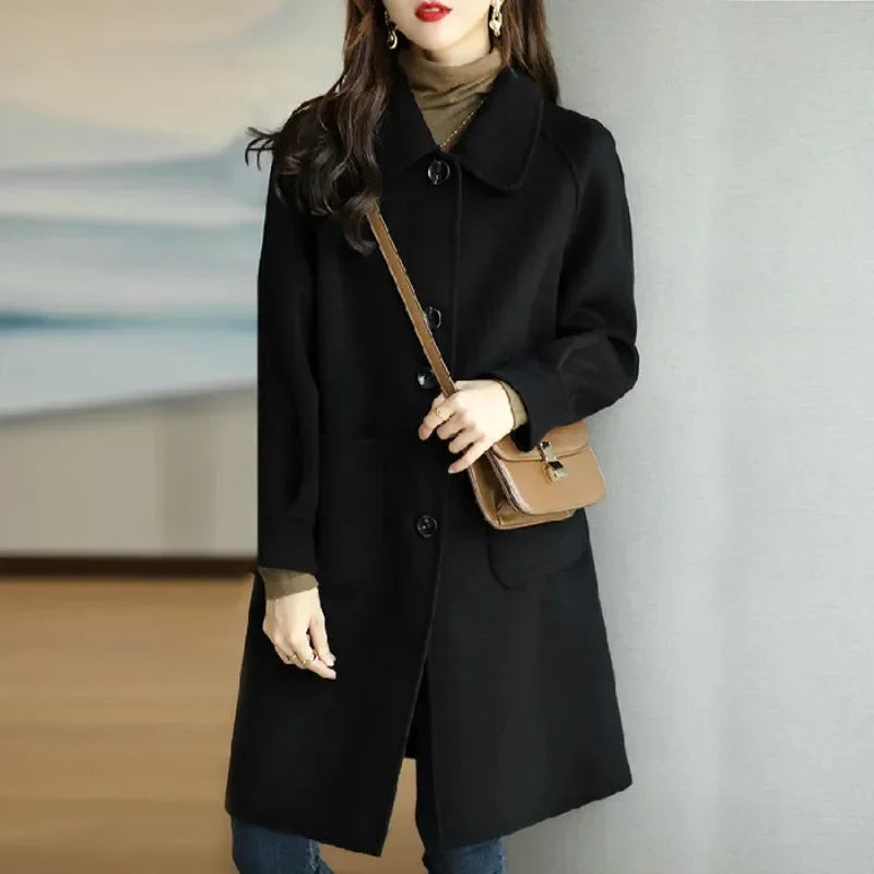 Manteau en laine pour femme style coréen élégant