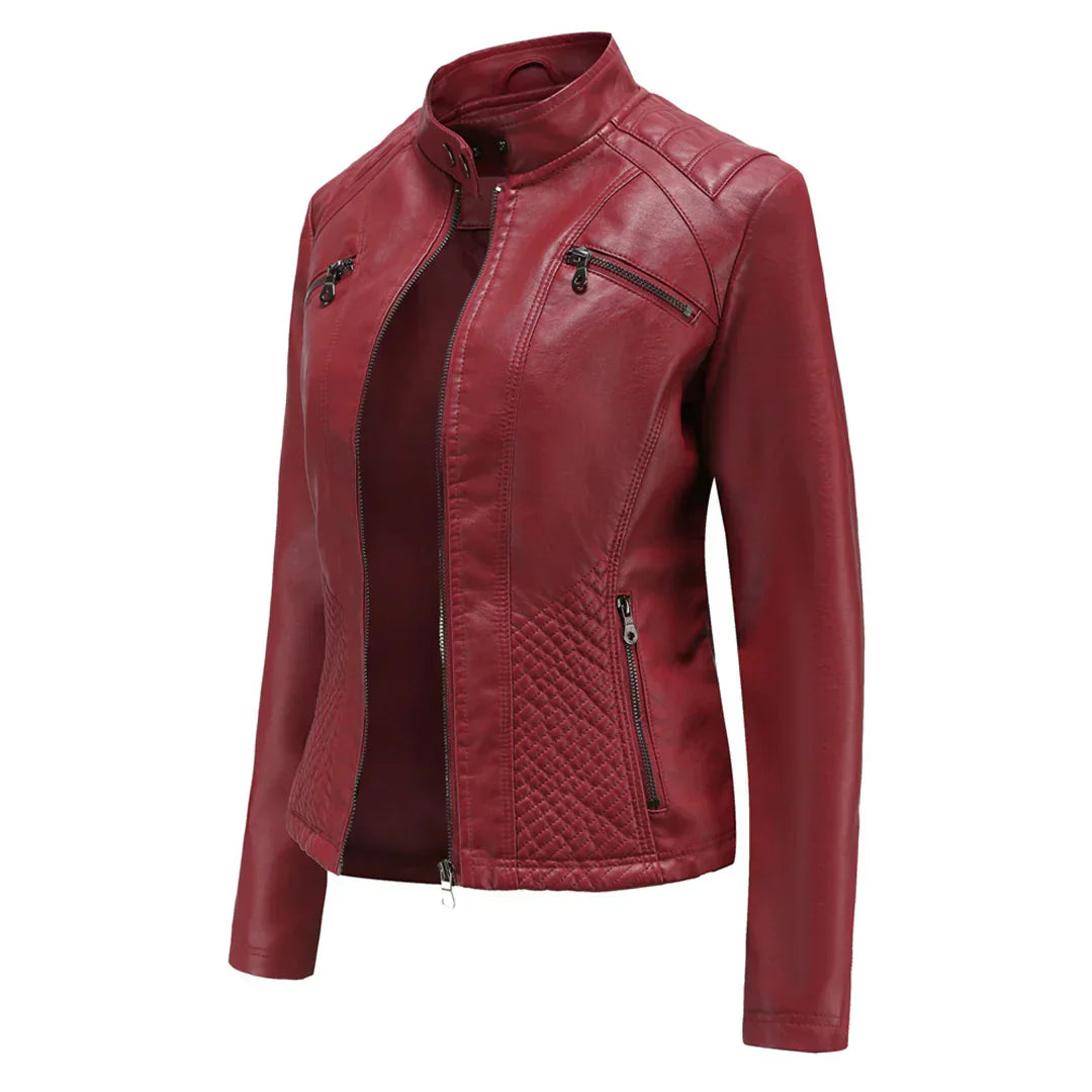 Elegante Lederjacke Damen Modern Zeitlos - IdealeKleiden
