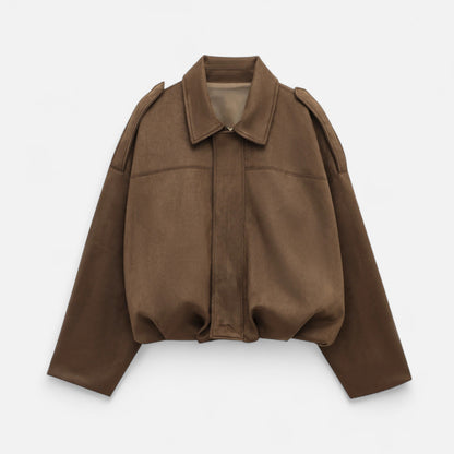 Blouson élégant en daim pour femme Tendance