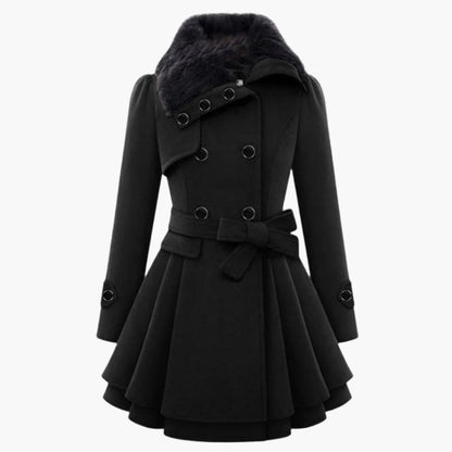 Manteau ceintré élégant en fausse fourrure pour femme