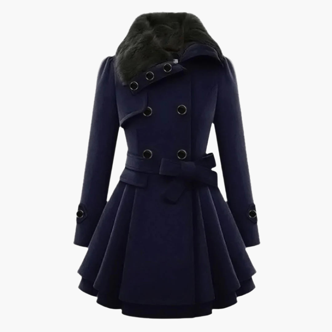 Manteau ceintré élégant en fausse fourrure pour femme