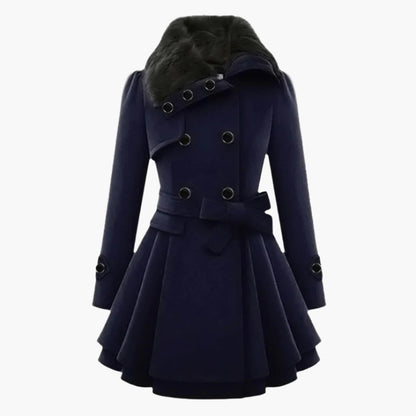 Manteau ceintré élégant en fausse fourrure pour femme
