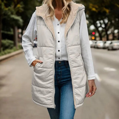 Gilet polaire à capuche chaud pour femme