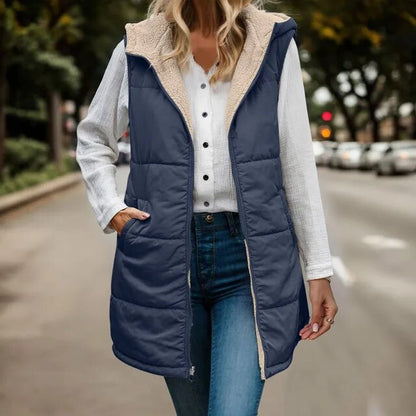 Gilet polaire à capuche chaud pour femme
