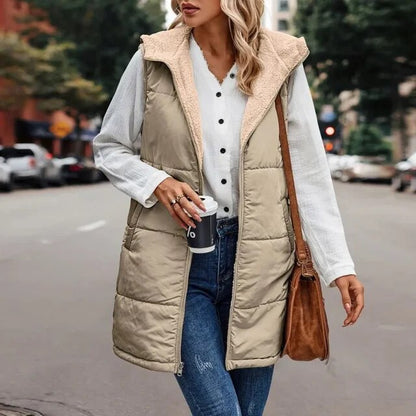 Gilet polaire à capuche chaud pour femme