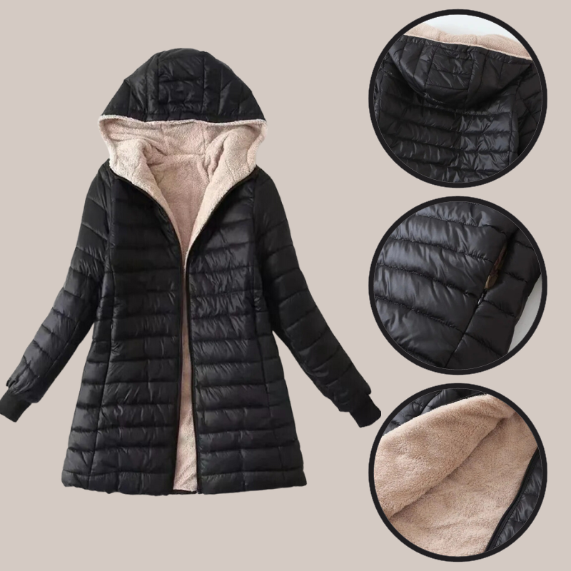 Damen Wintermantel Lang Fleece Isoliert - IdealeKleiden