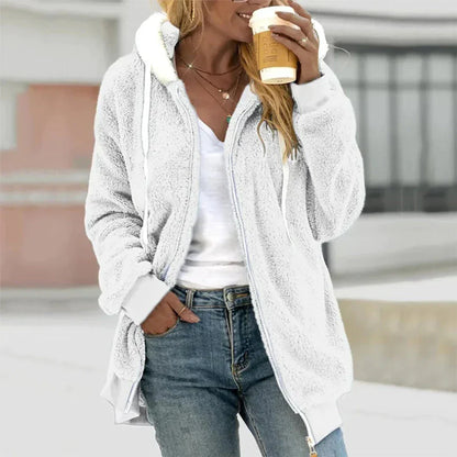 Veste Teddy Douillette Femme À Capuche Chaude