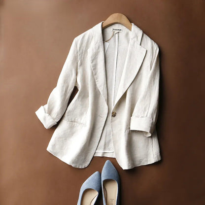 Blazer élégant en lin pour femme Chic minimaliste