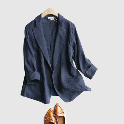 Blazer élégant en lin pour femme Chic minimaliste