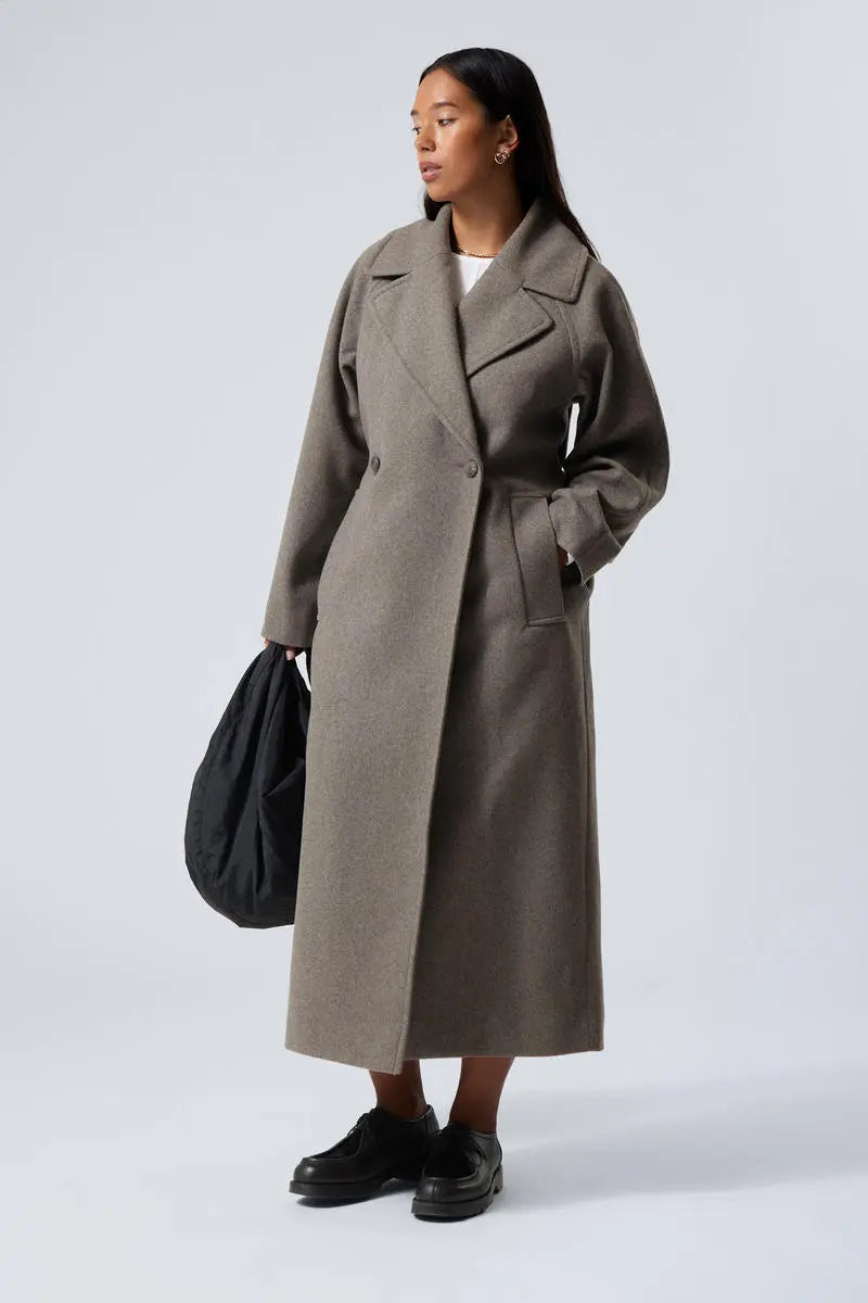 Manteau en laine oversize pour femme, col large moderne