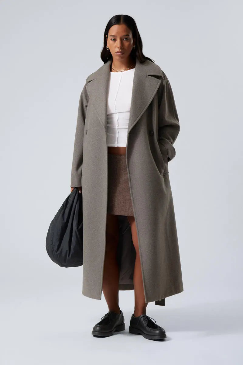 Damen Oversized Wollmantel Modern Breit Revers - IdealeKleiden