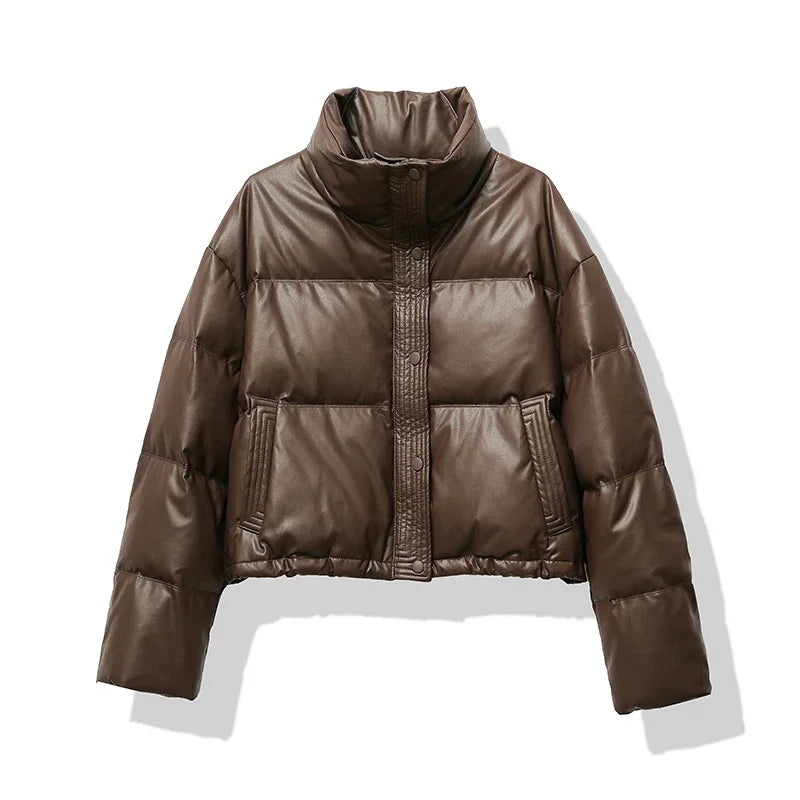 Stylische Frauen Daunenjacke Schwarz Warm Wintermode - IdealeKleiden