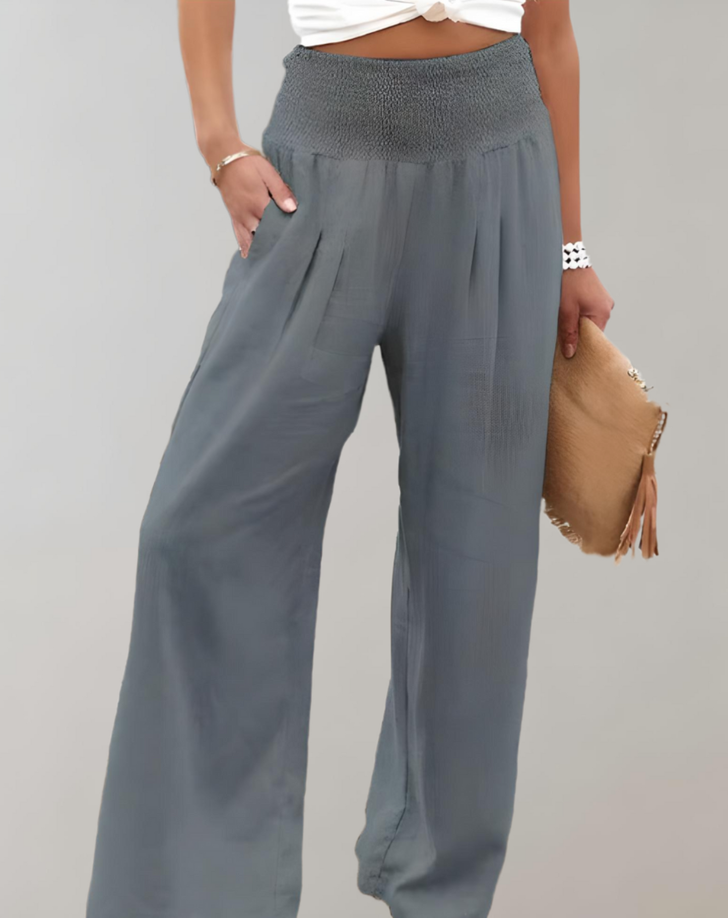 Pantalon élégant taille haute pour femme