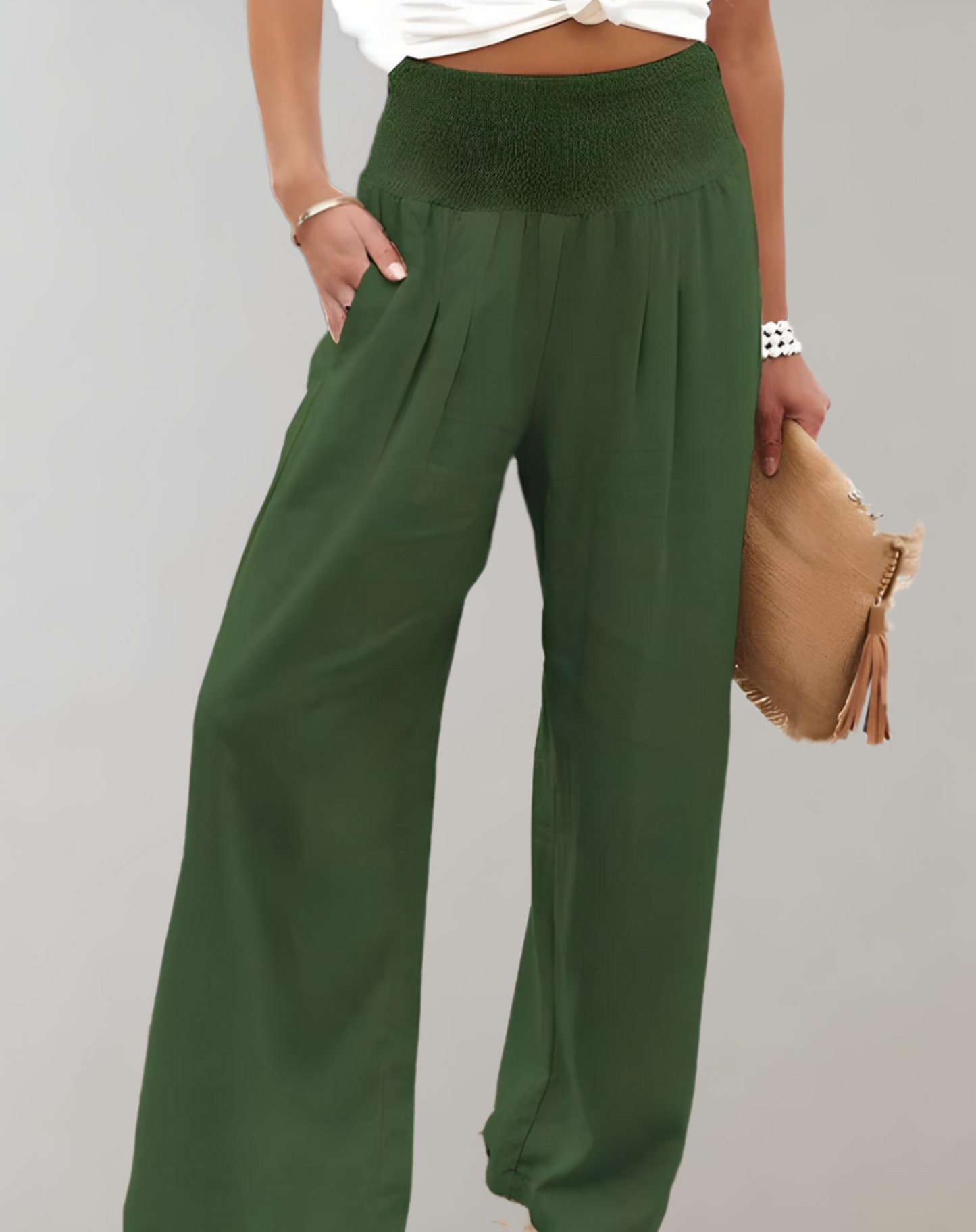 Pantalon élégant taille haute pour femme