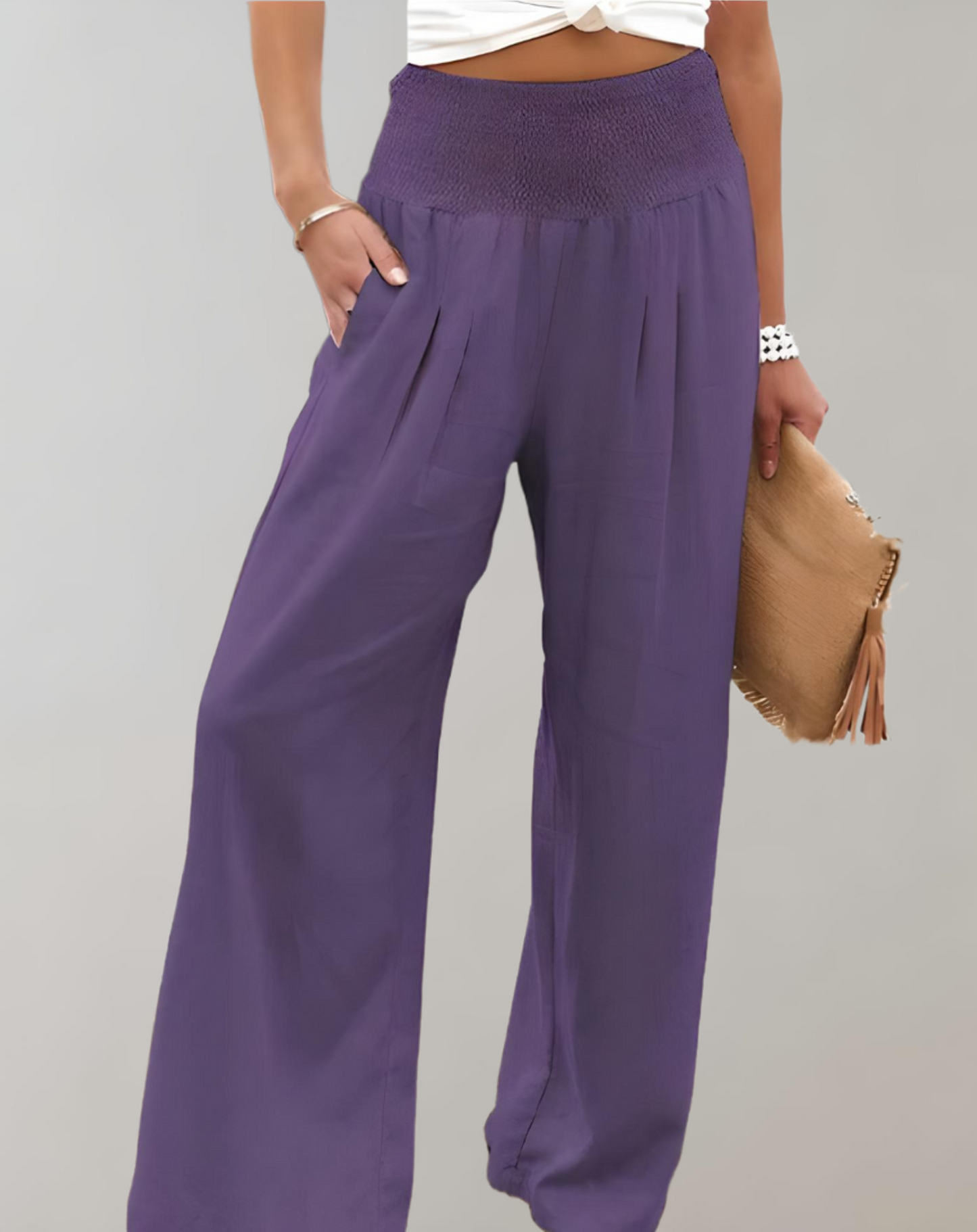 Pantalon élégant taille haute pour femme