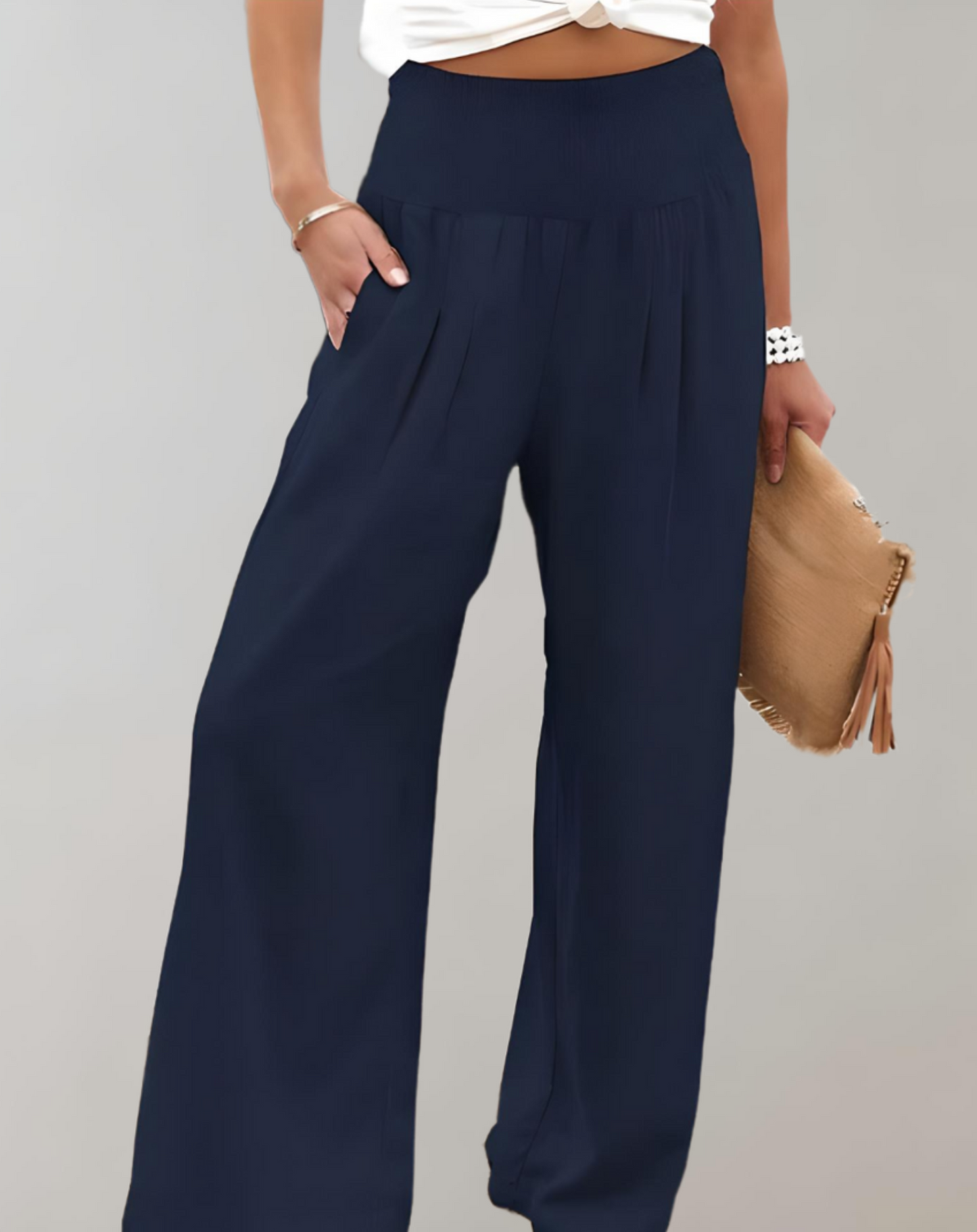 Pantalon élégant taille haute pour femme