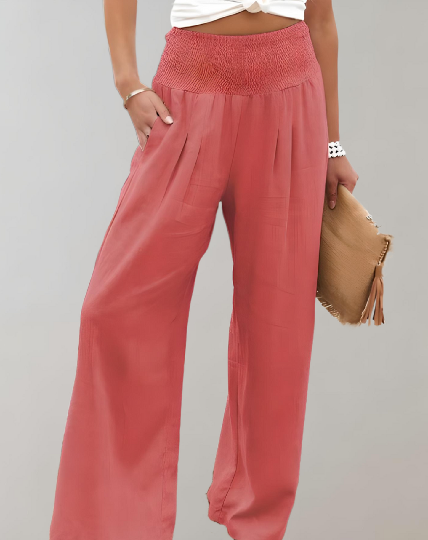 Pantalon élégant taille haute pour femme