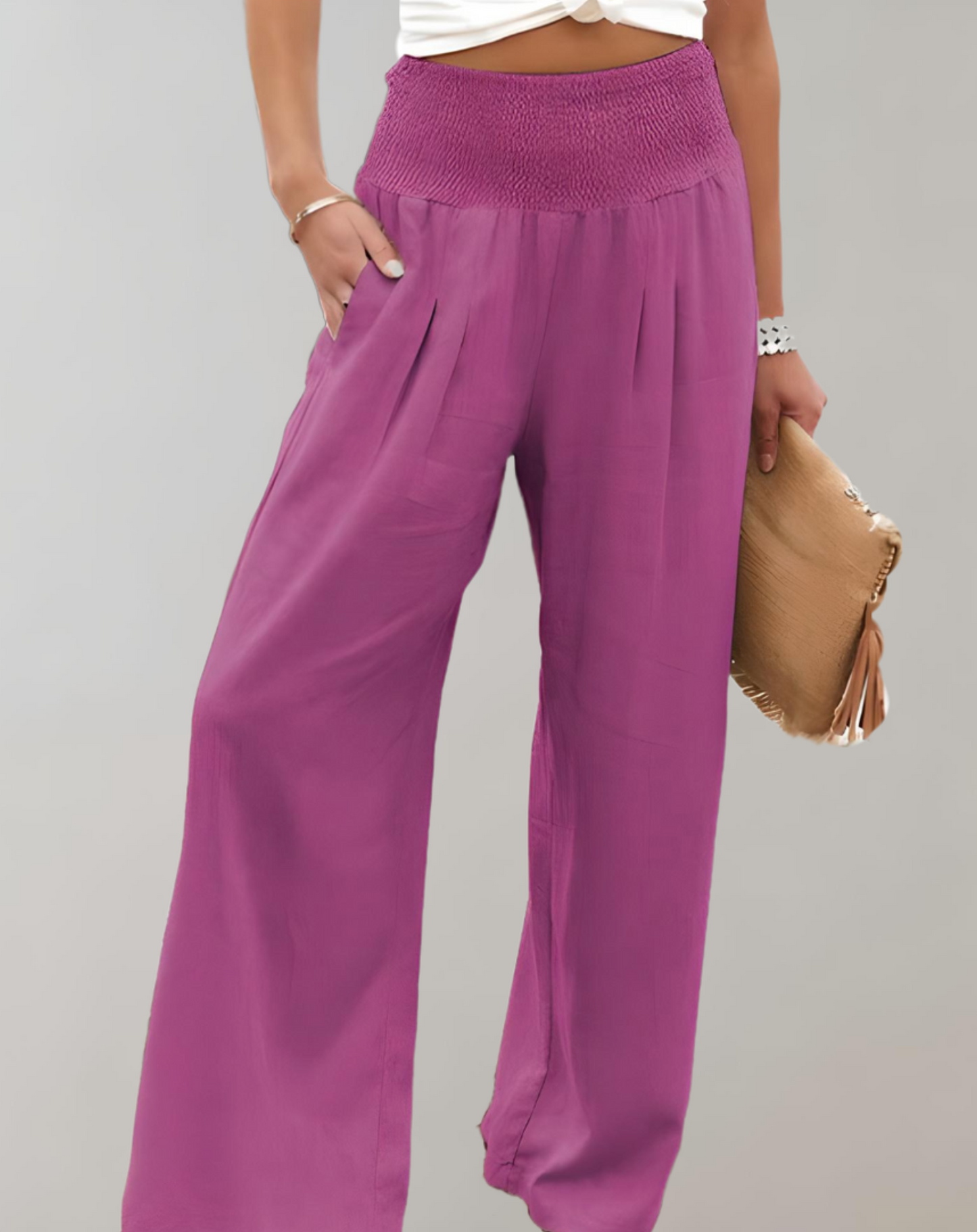Pantalon élégant taille haute pour femme