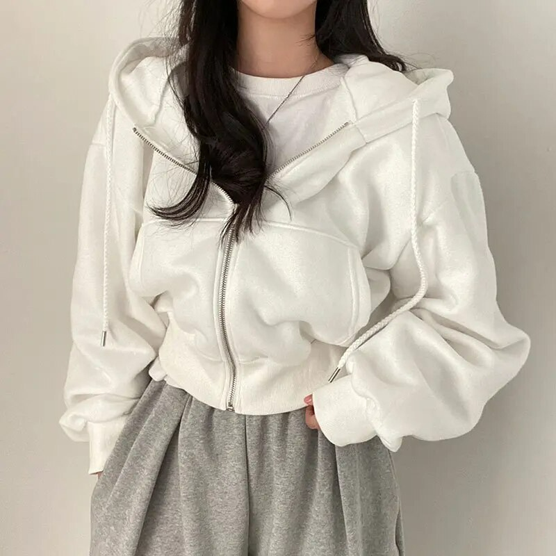 Sweat-shirt à capuche zippé pour femme