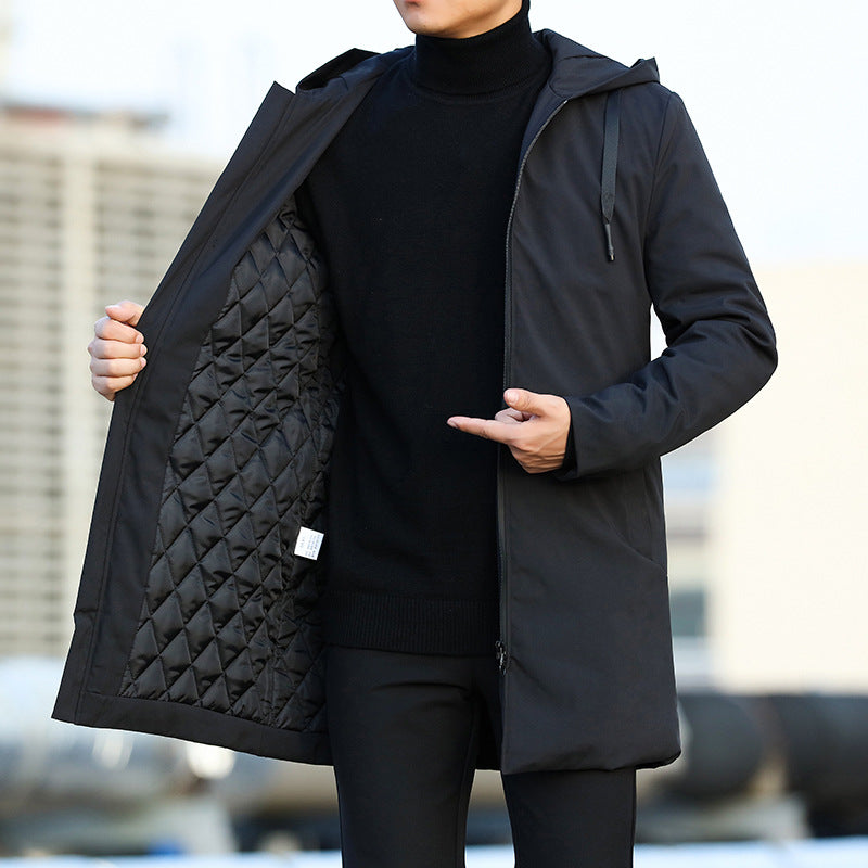 Manteau d'hiver moderne pour homme avec capuche élégante