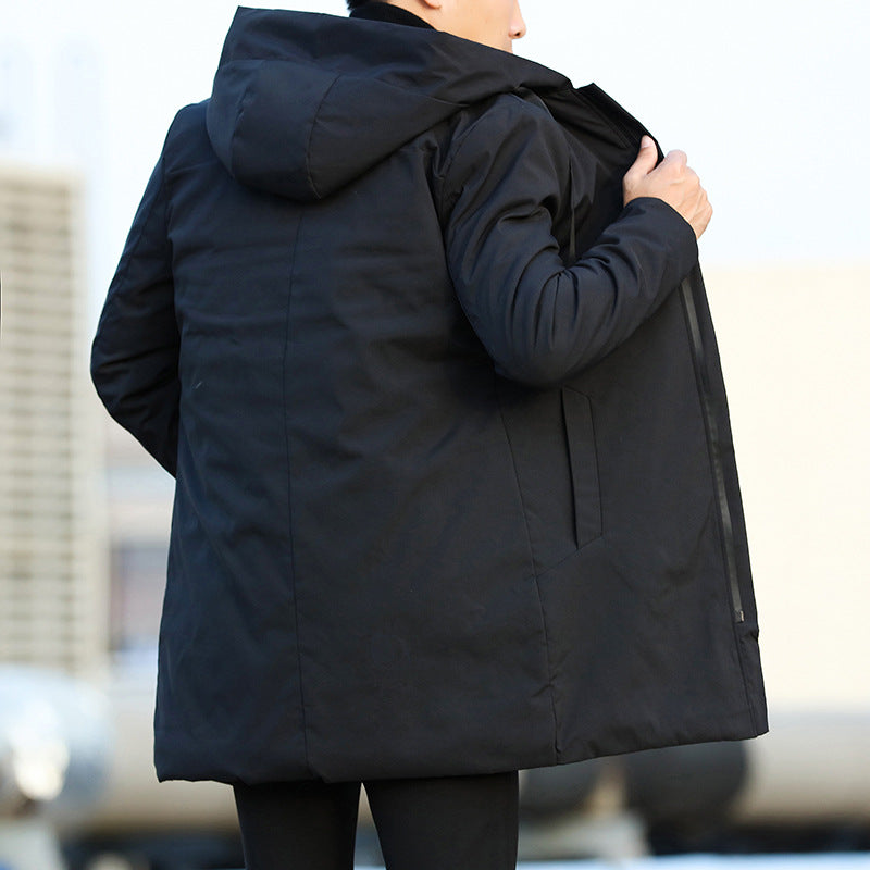 Stylischer Herren Wintermantel Modern Kapuzen Design - IdealeKleiden
