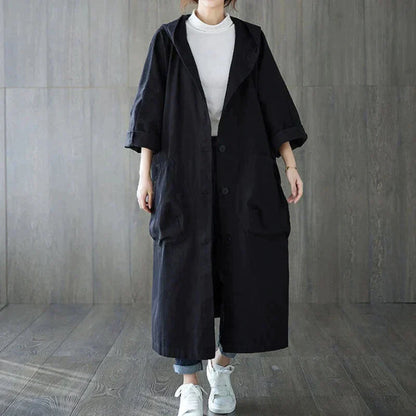 Trench-coat élégant long oversize avec capuche