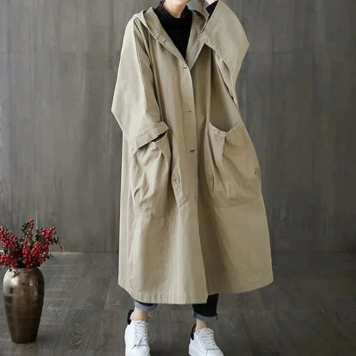 Trench-coat élégant long oversize avec capuche