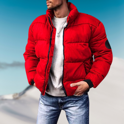 Daunenjacke Warm Gepolstert Hoher Kragen Outdoor - IdealeKleiden
