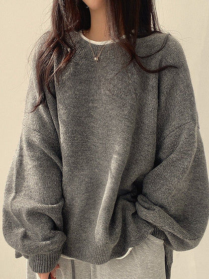 Eleganter Oversized Pullover mit Schlitzausschnitt - IdealeKleiden