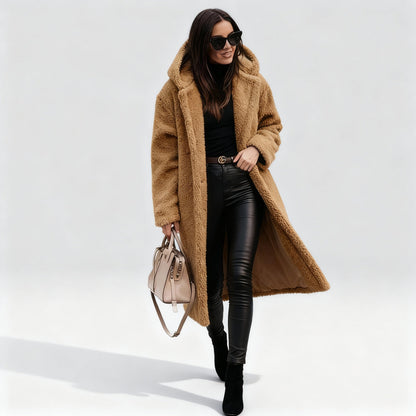 Manteau long élégant en polaire douce pour femme