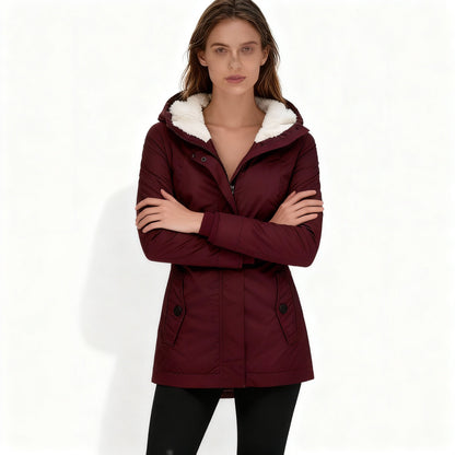 Manteau à capuche d'hiver doublé chaud pour femme