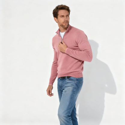 Pull à col en V zippé tendance