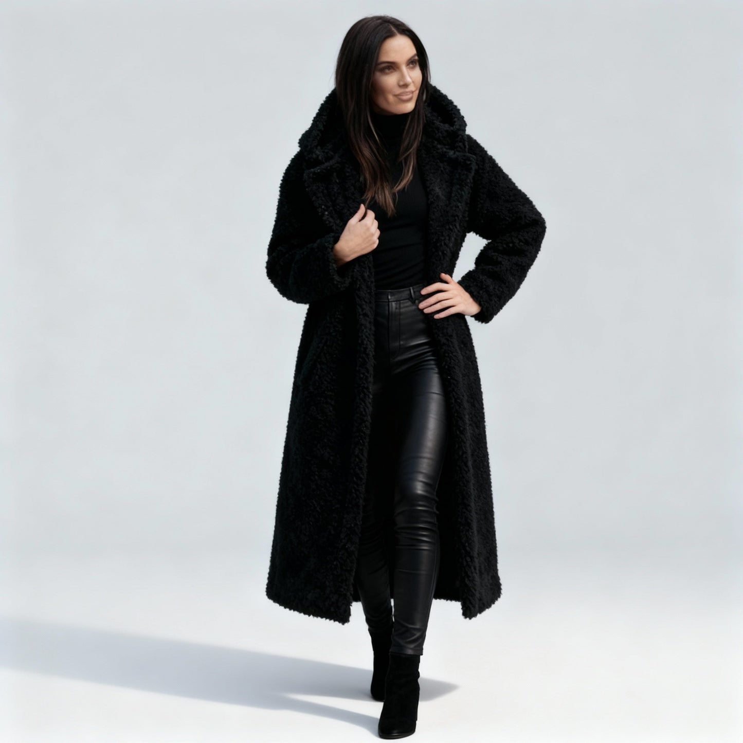 Manteau long élégant en polaire douce pour femme